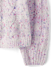 Girls Rainbow Cable Knit Cropped Sweater