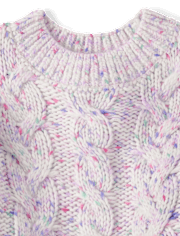 Girls Rainbow Cable Knit Cropped Sweater