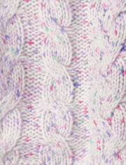 Girls Rainbow Cable Knit Cropped Sweater