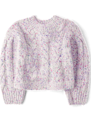 Girls Rainbow Cable Knit Cropped Sweater