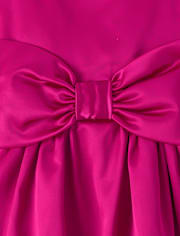 Girls Oversized Bow Satin Fit And Flare Dress