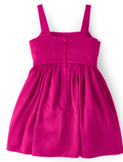 Girls Oversized Bow Satin Fit And Flare Dress