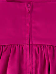 Girls Oversized Bow Satin Fit And Flare Dress