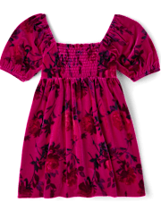 Girls Floral Velour Corset Dress
