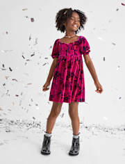 Girls Floral Velour Corset Dress