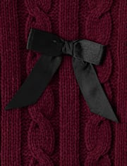 Girls Bow Cable Knit Chenille Sweater
