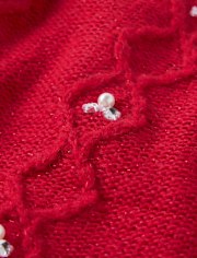 Girls Faux Pearl Cable Knit Sweater Dress