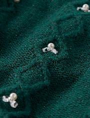 Girls Faux Pearl Cable Knit Sweater Dress