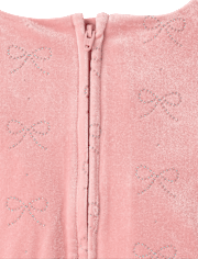Girls Glitter Bow Velour Bubble Dress