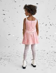 Girls Glitter Bow Velour Bubble Dress