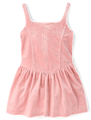 Girls Glitter Bow Velour Bubble Dress