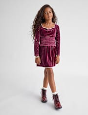 Girls Smocked Velour 2-Piece Outfit Set