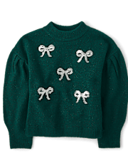Girls Sequin Bow Sweater