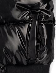 Girls High Shine Microfleece Lined Bomber Puffer Jacket