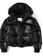Girls High Shine Microfleece Lined Bomber Puffer Jacket