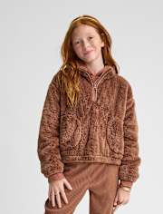 Pull demi-zippé en sherpa pour fille
