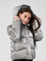 Girls High Shine Microfleece Lined Puffer Jacket