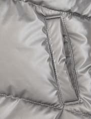 Girls High Shine Microfleece Lined Puffer Jacket