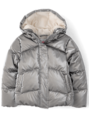Girls High Shine Microfleece Lined Puffer Jacket