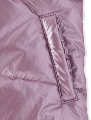 Girls Pearlescent Microfleece Lined Puffer Jacket