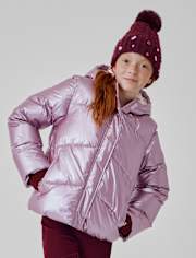 Doudoune doublée en micropolaire nacrée pour fille