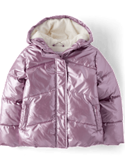 Girls Pearlescent Microfleece Lined Puffer Jacket