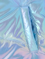 Girls Iridescent Microfleece Lined Puffer Jacket