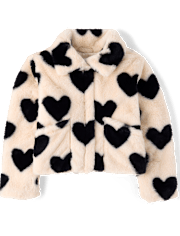 Girls Heart Faux Fur Coat