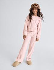 Girls Waffle Knit Wide Leg Lounge Pants