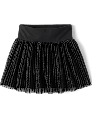 Girls Shimmer Pleated Mesh Skort