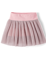 Girls Shimmer Pleated Mesh Skort