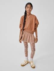 Girls Shimmer Pleated Mesh Skort