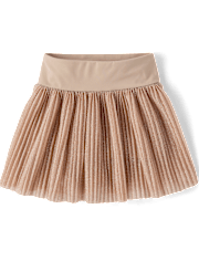 Girls Shimmer Pleated Mesh Skort