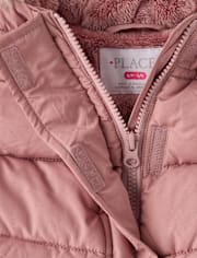 Girls Faux Fur Lined Mid Length Puffer Jacket