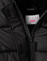 Girls Faux Fur Lined Long Puffer Jacket