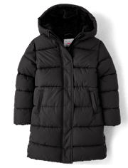 Girls Faux Fur Lined Long Puffer Jacket
