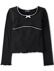 Girls Ribbed Lettuce Top