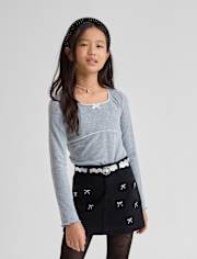 Haut côtelé en laitue pour fille