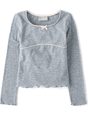 Girls Ribbed Lettuce Top