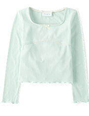 Girls Ribbed Lettuce Top