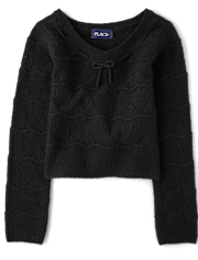 Pull à nœud en pointelle pour fille