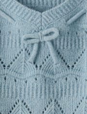 Girls Pointelle Bow Sweater