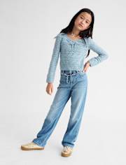 Girls Pointelle Bow Sweater