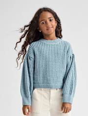 Girls Shaker Stitch Chenille Sweater