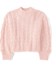 Girls Ribbon Cable Knit Sweater