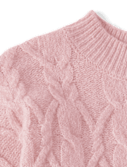 Girls Cable Knit Cropped Chunky Sweater