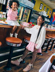 Girls Cable Knit Cropped Chunky Sweater