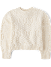 Girls Cable Knit Cropped Chunky Sweater