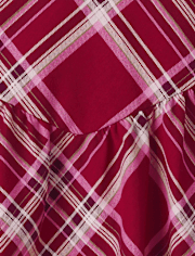 Girls Plaid V-Waist Dress