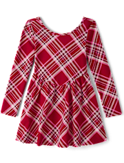 Girls Plaid V-Waist Dress
